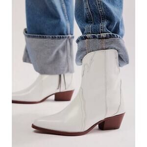 Free People New Frontier Western Boots White Patent Leather Size 10 US 41 EU NIB
